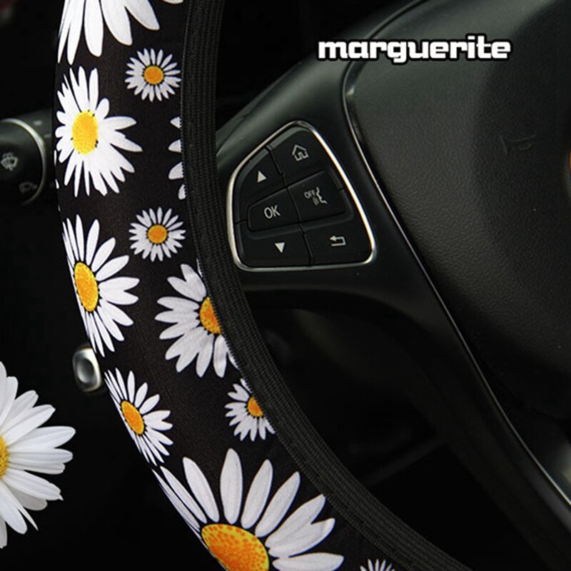 Cute Daisy Flower Car Interior Decoration Knitted Steering Wheel Cover Universal Car Accessories Wheel Cover Without Inner Ring