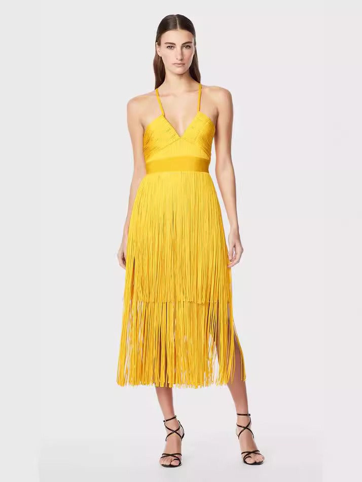 Suspender fringe skirt, backpack hip skirt, bandage dress