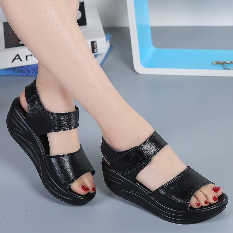 Summer women's sandals genuine leather thick sole platform sandals women's fashion student casual shoes