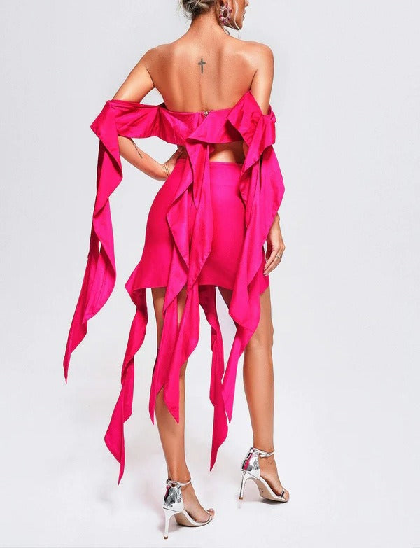 Fashionable women's new buttocks wrapped solid color bandage dress for women