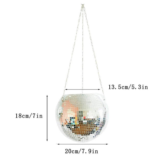 Disco Ball Planter Hanging Mirror Spherical Plastic Flower Pot Horticultural Hanging Basket
