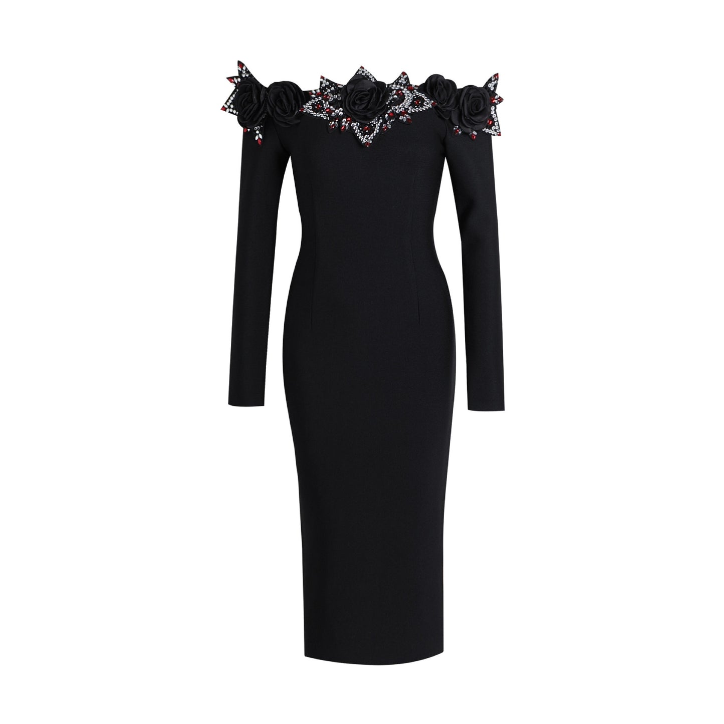 Bandage line tie diamond rose long sleeved bandage skirt for women