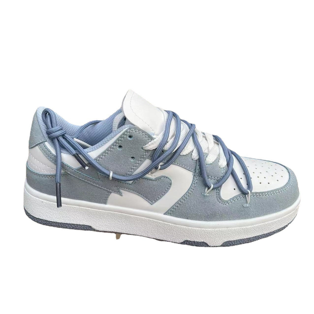 Spring new college style girl heart haze blue sports and leisure couple board shoes, niche lace up men's and women's trendy shoe