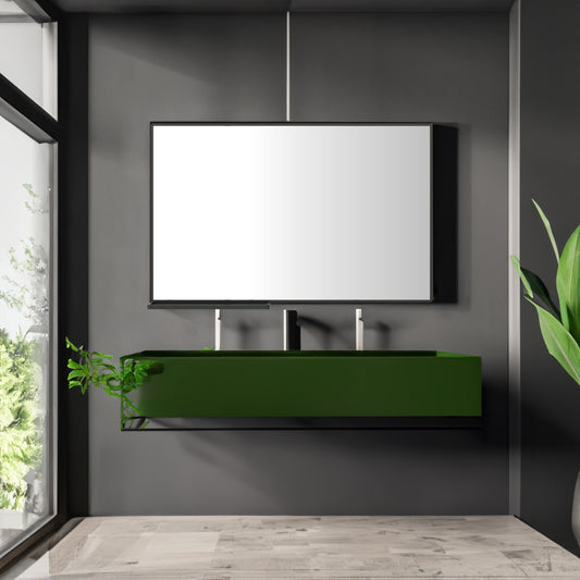 48x30 inch modern bathroom mirror with storage rack  rectangular black wall mirror for hanging mirror in bathroom, living room,