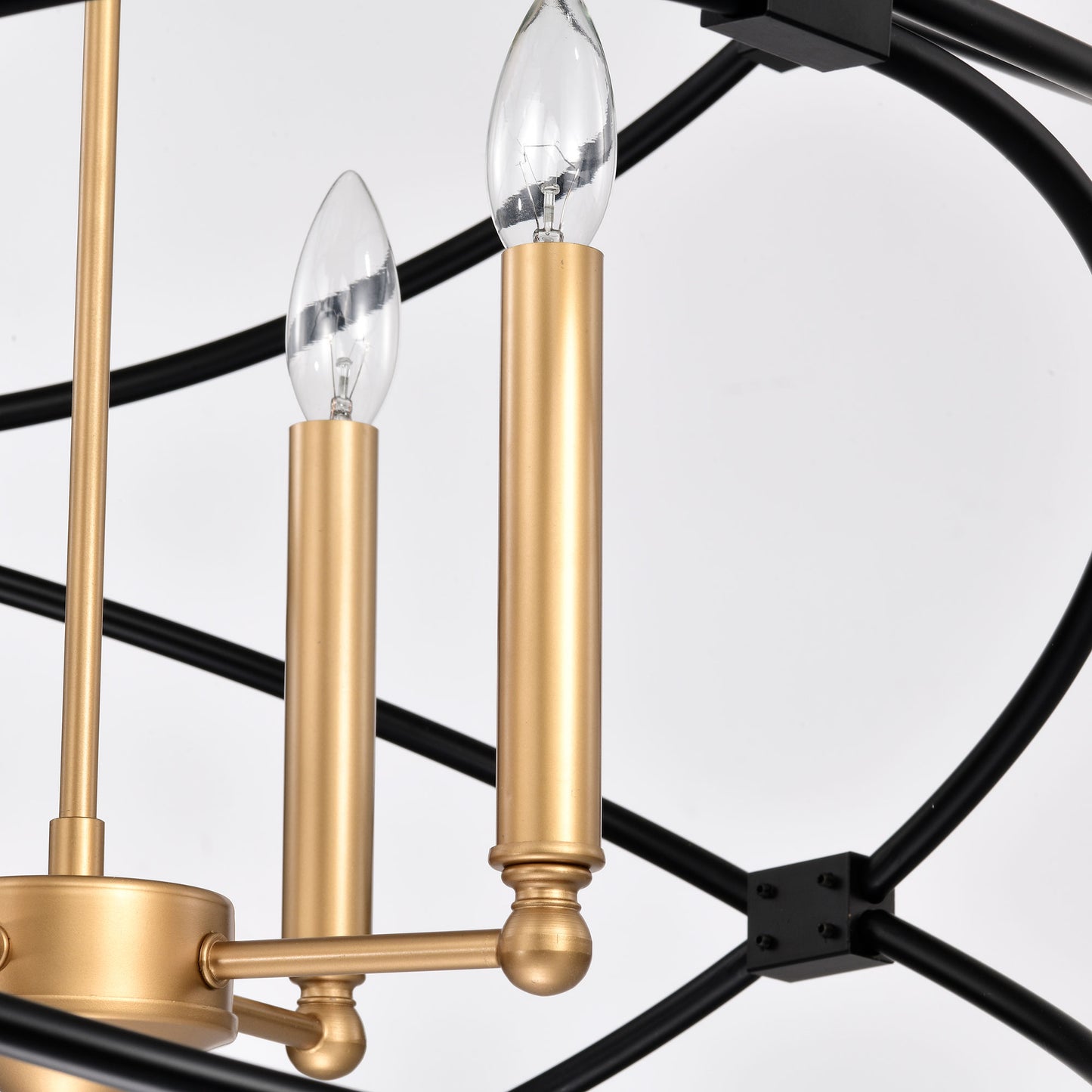 Transitional Gold/Matte Black Metal Chandelier Fixture, 8 lights, 2-Tier-Candle Ceiling Light for Living Room, Bedroom