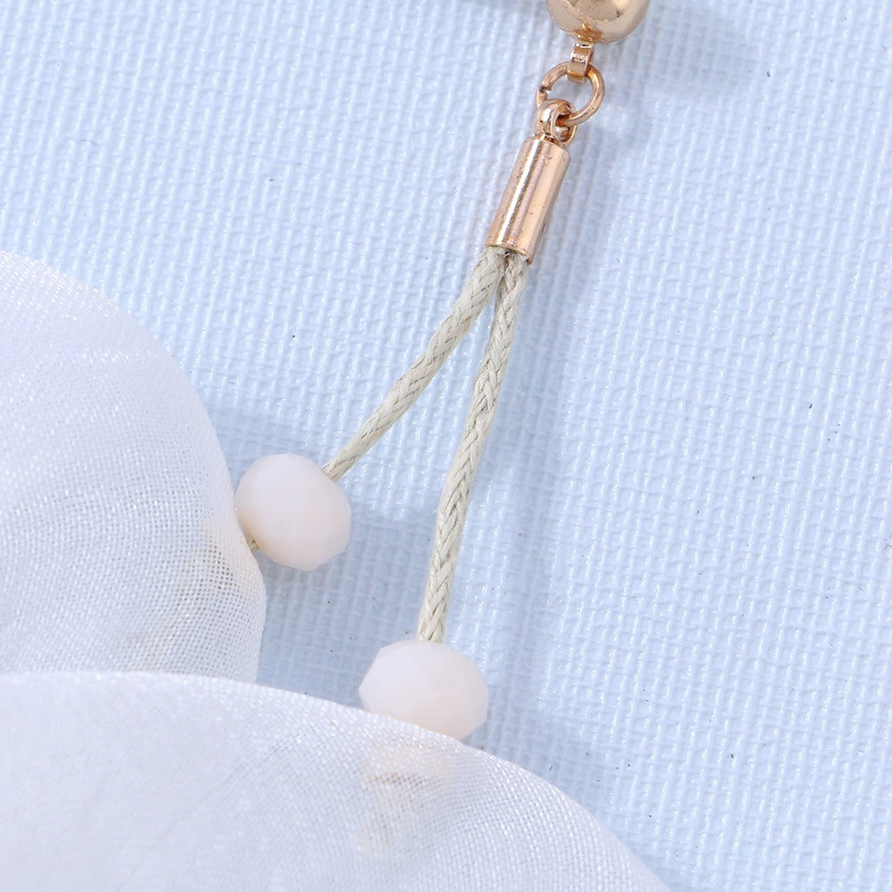 Long vintage flower pearl earrings, petal earrings, fashionable