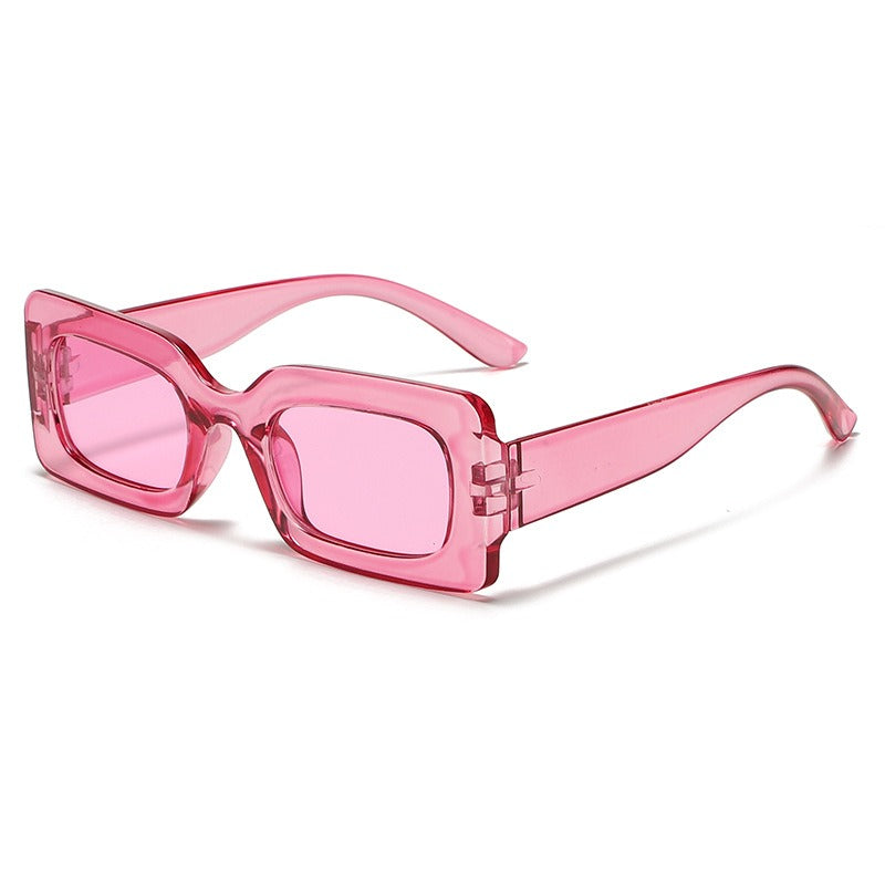 Candy colored sunglasses women's square sunglasses men's fashionable and trendy retro glasses