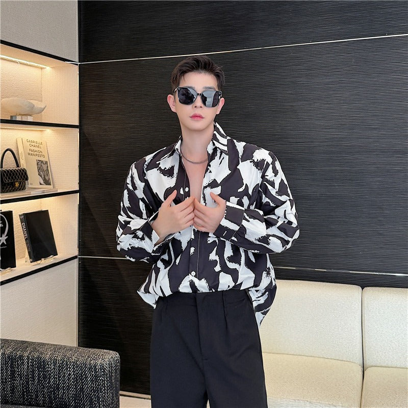 Personalized Korean letter print loose casual style shirt for men and women