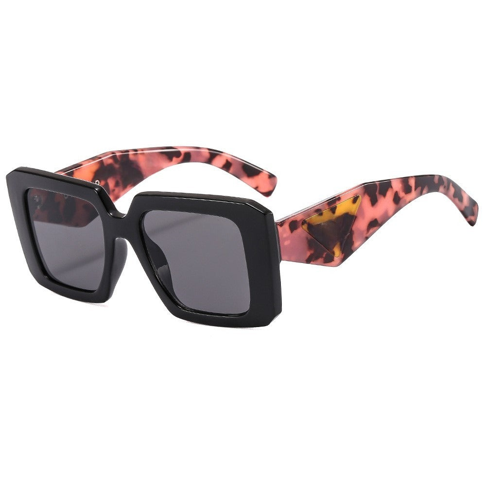 Retro box leopard print leg sun protection sunglasses