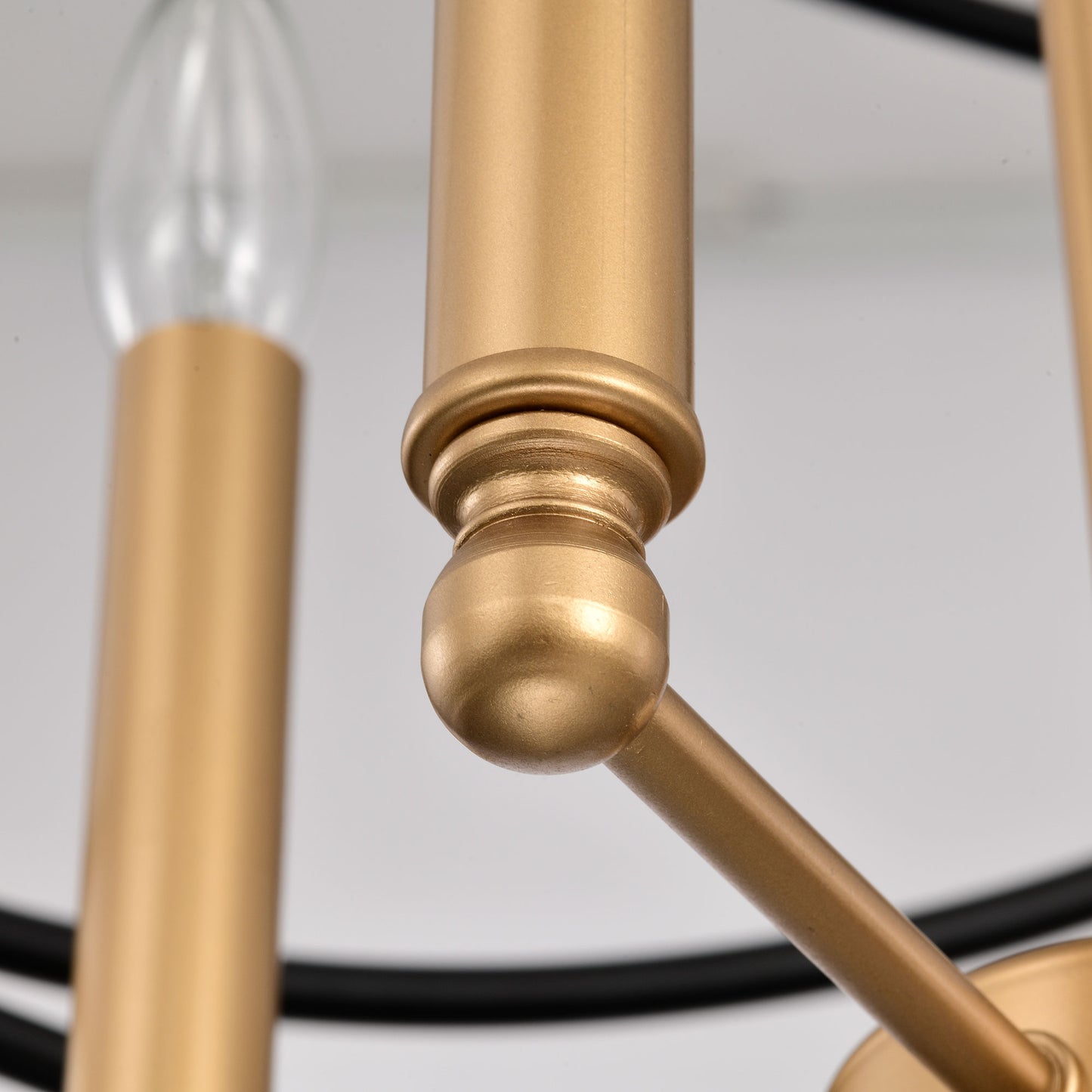 Transitional Gold/Matte Black Metal Chandelier Fixture, 8 lights, 2-Tier-Candle Ceiling Light for Living Room, Bedroom