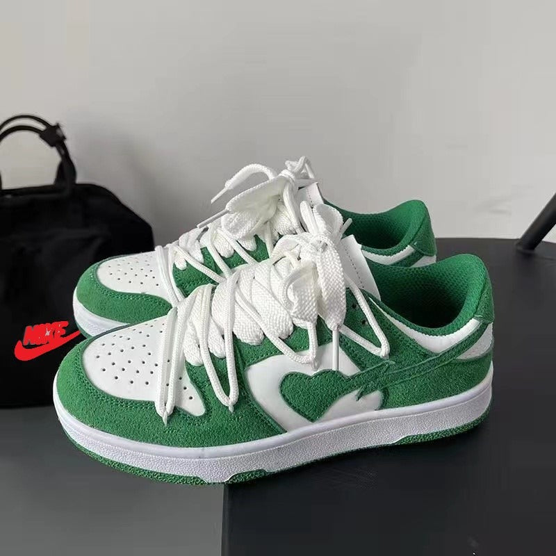 Spring new college style girl heart haze blue sports and leisure couple board shoes, niche lace up men's and women's trendy shoe
