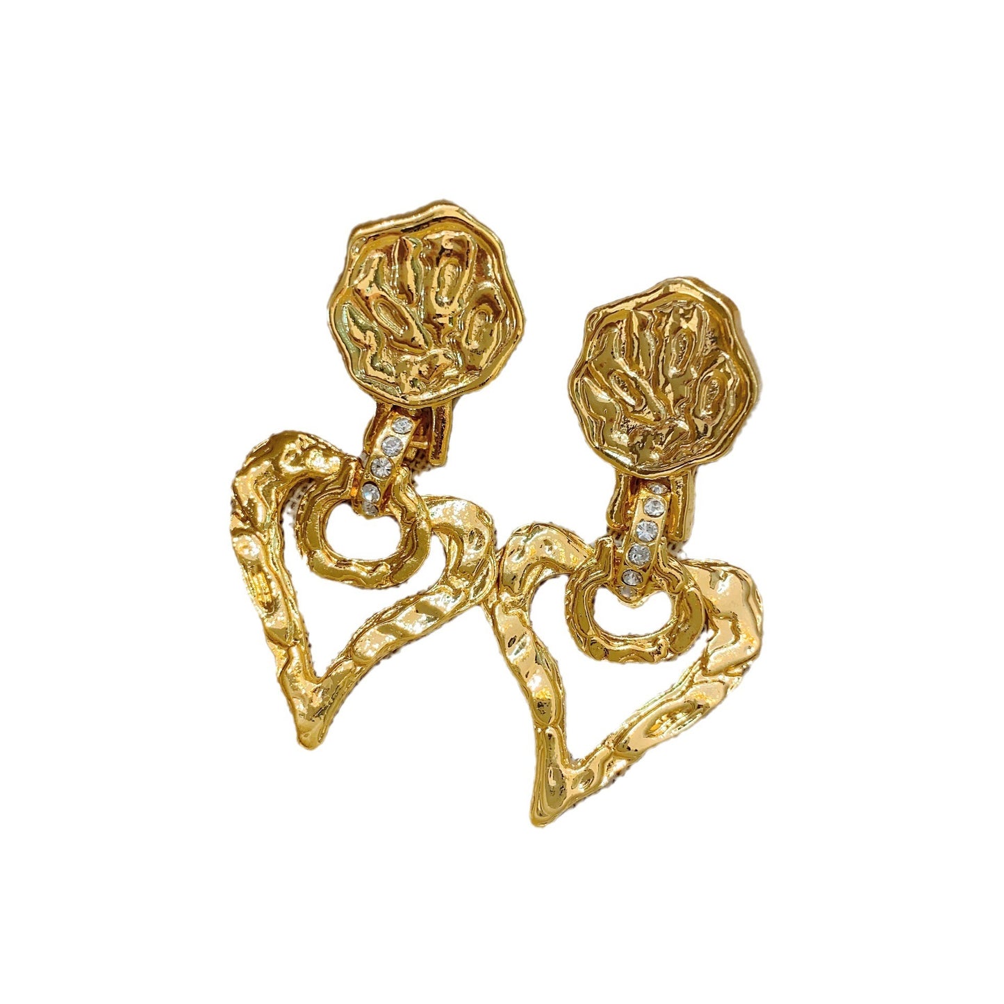 Irregular European and American retro love hollow earrings pleated exaggerated earrings