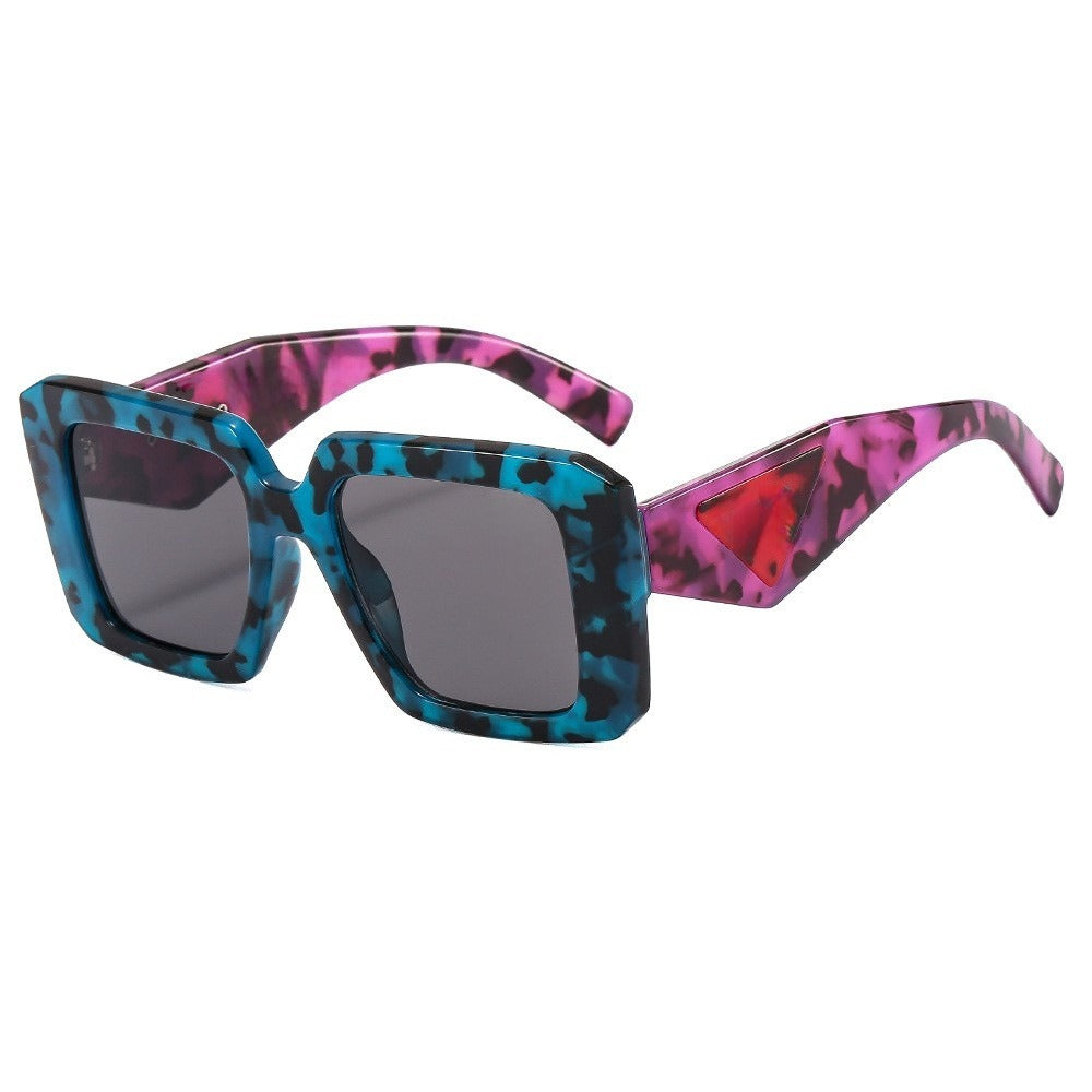 Retro box leopard print leg sun protection sunglasses
