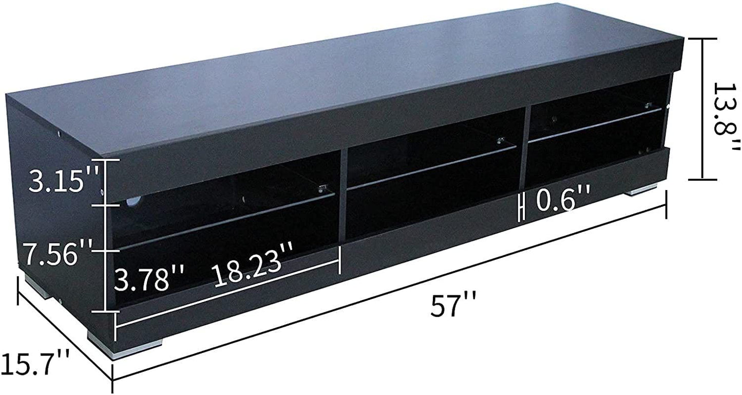 LED TV Stand for Up to 60 Inch TV Modern High Gloss Entertainment Center with Open Shelf