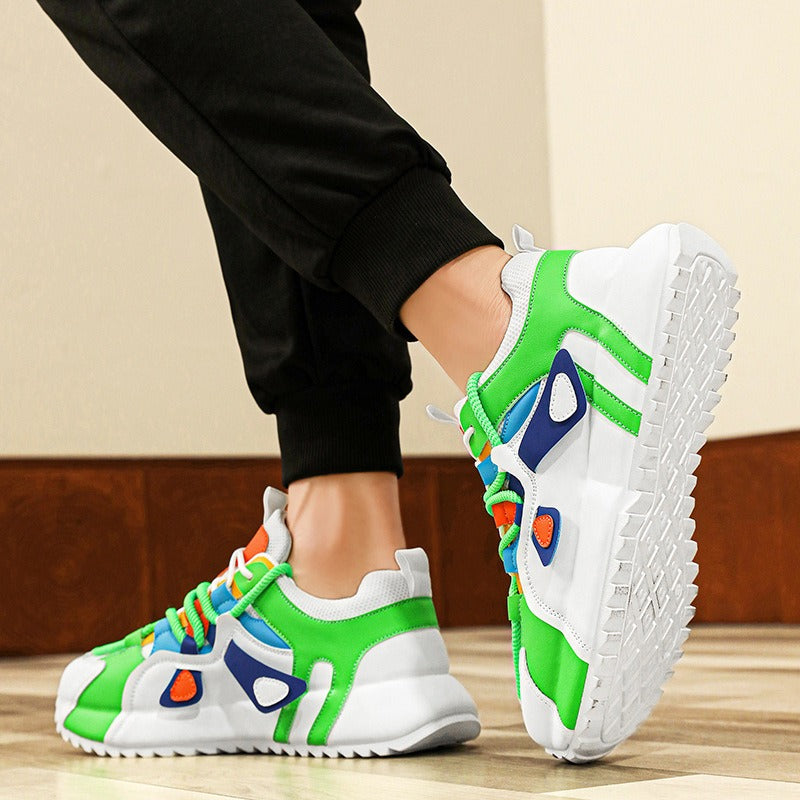 Men's sports shoes, fashion trends, original style, niche shoes, color matching lace up thick soled casual board shoes