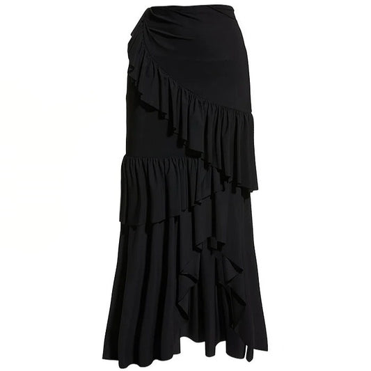 Folded ruffled striped swimsuit bikini mesh long skirt