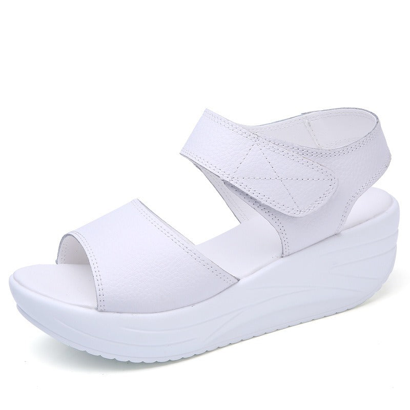 Summer women's sandals genuine leather thick sole platform sandals women's fashion student casual shoes