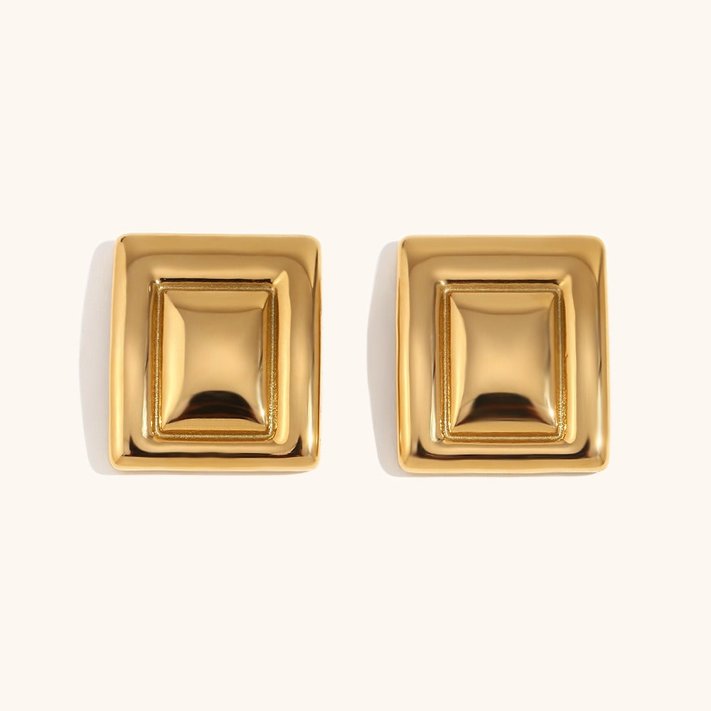 Niche design stainless steel plated exaggerated geometric rectangular earrings