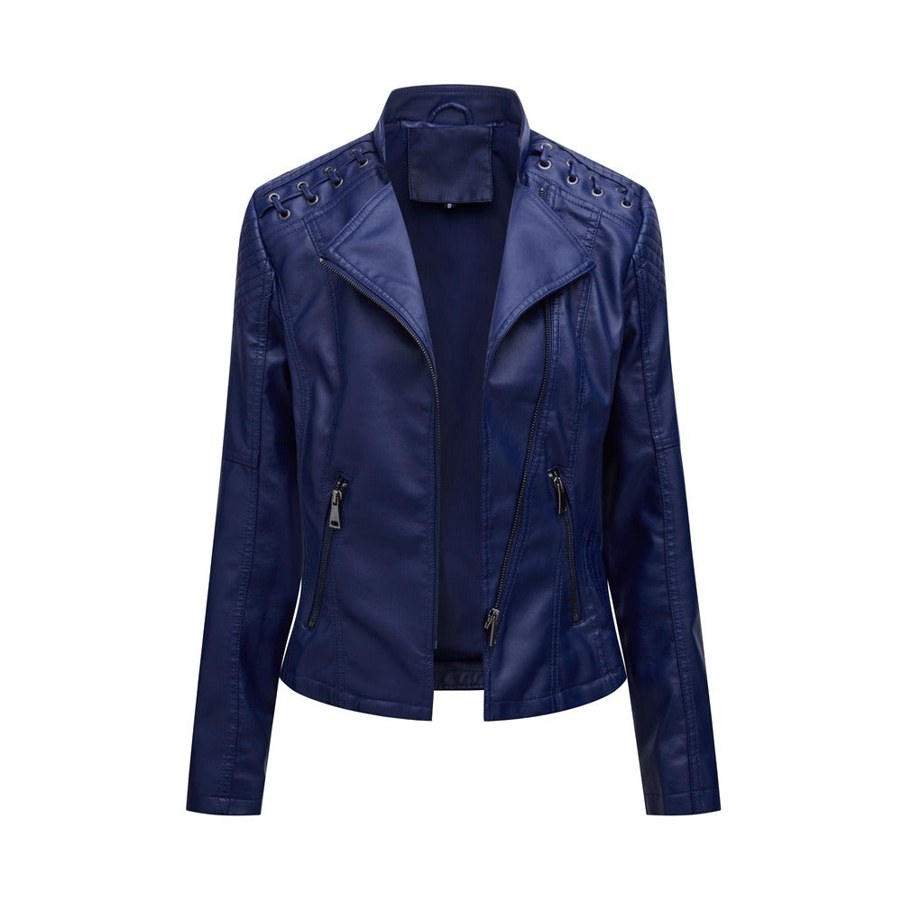 Women's leather jacket, women's short jacket, slim fit, thin leather jacket, women's motorcycle jacket