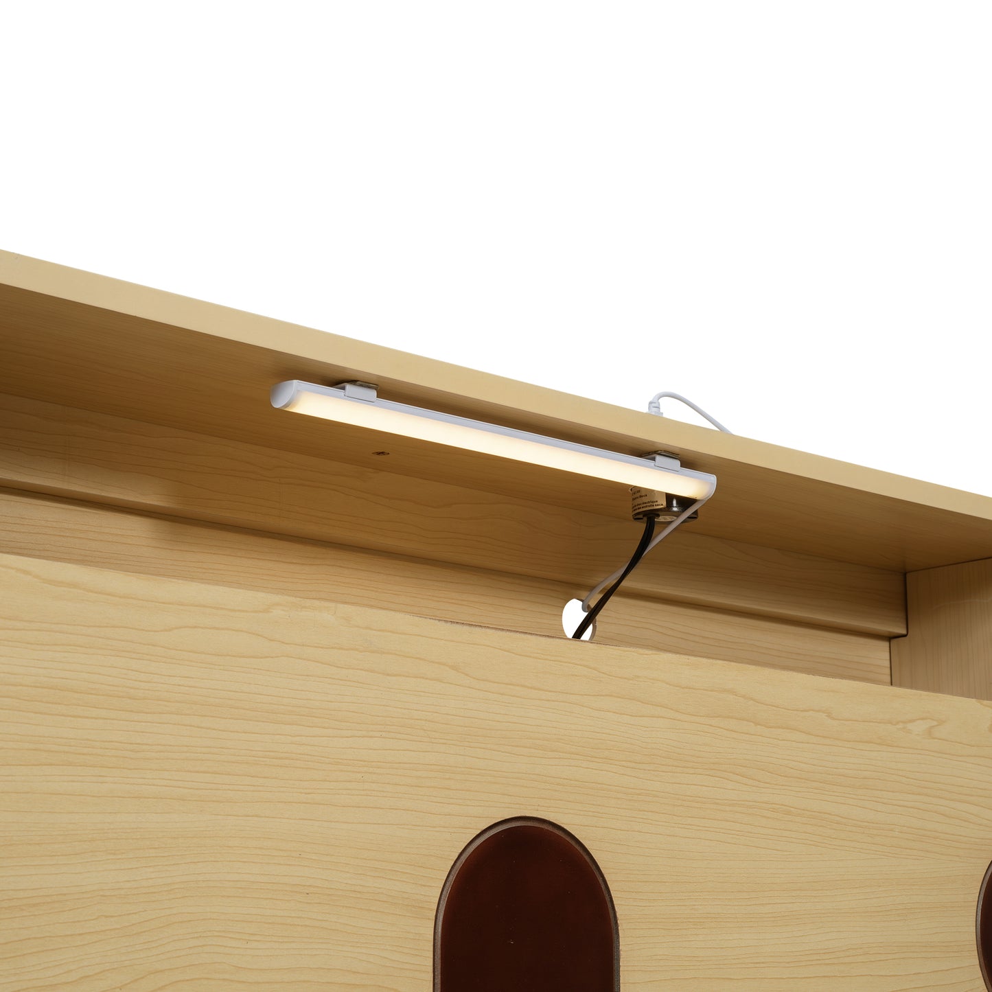 Full Size Car Bed with Bear-Shaped Headboard  USB and LED  Natural