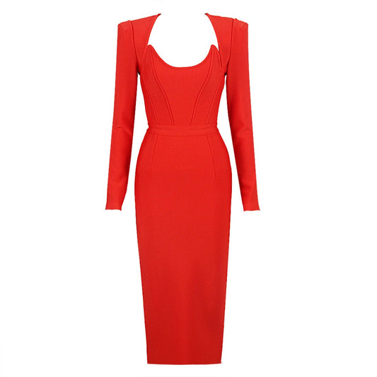 Minimalist Bandage New Fashion Women's Dress Long Dress