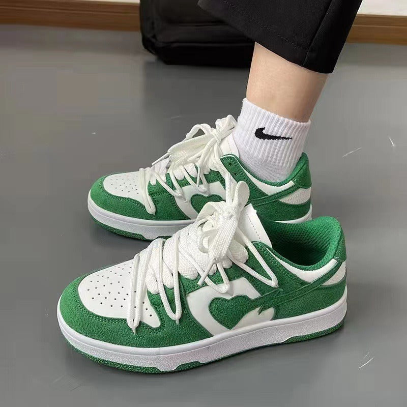 Spring new college style girl heart haze blue sports and leisure couple board shoes, niche lace up men's and women's trendy shoe