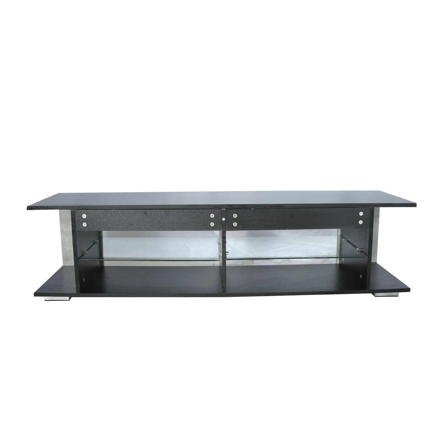 TV Stand for 32-60 Inch TVs Modern Low Profile Black+Stone Grey Entertainment Center