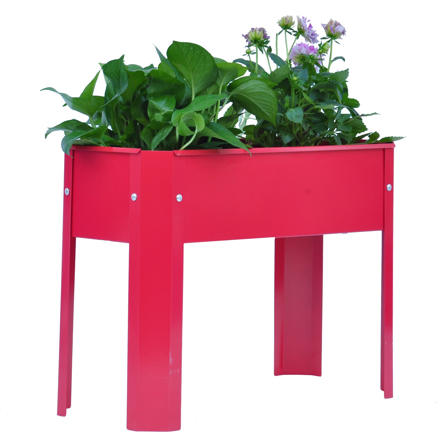Elevated garden bed.metal elevated outdoor flowerpot box.suitable for backyard and terrace.large flowerpot. Red x 2