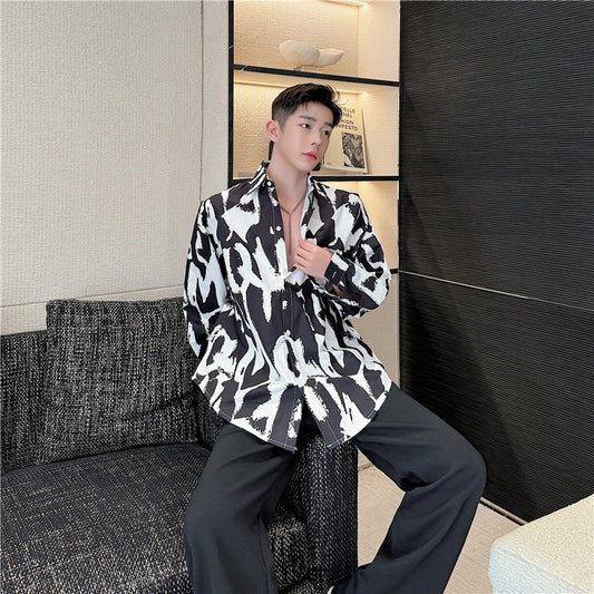 Personalized Korean letter print loose casual style shirt for men and women