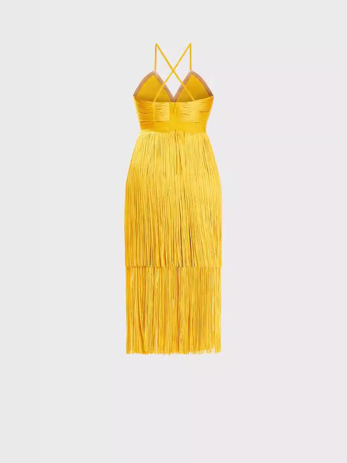 Suspender fringe skirt, backpack hip skirt, bandage dress