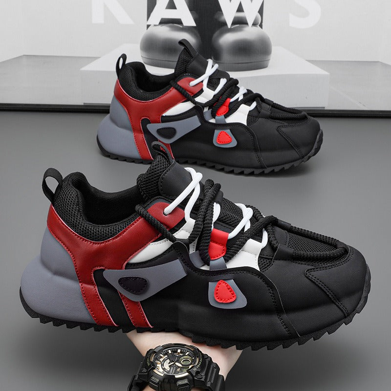 Men's sports shoes, fashion trends, original style, niche shoes, color matching lace up thick soled casual board shoes