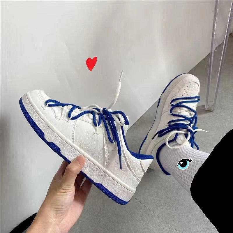 Spring new college style girl heart haze blue sports and leisure couple board shoes, niche lace up men's and women's trendy shoe