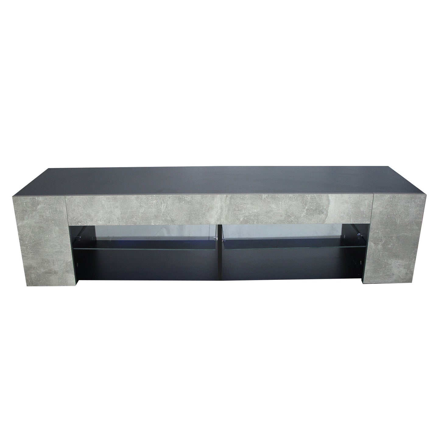 TV Stand for 32-60 Inch TVs Modern Low Profile Black+Stone Grey Entertainment Center