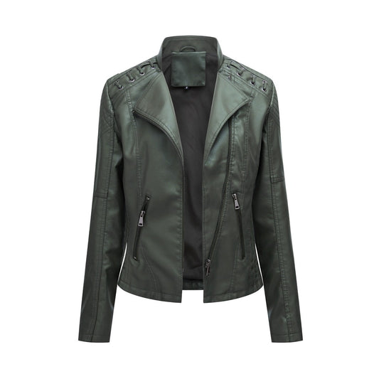Women's leather jacket, women's short jacket, slim fit, thin leather jacket, women's motorcycle jacket