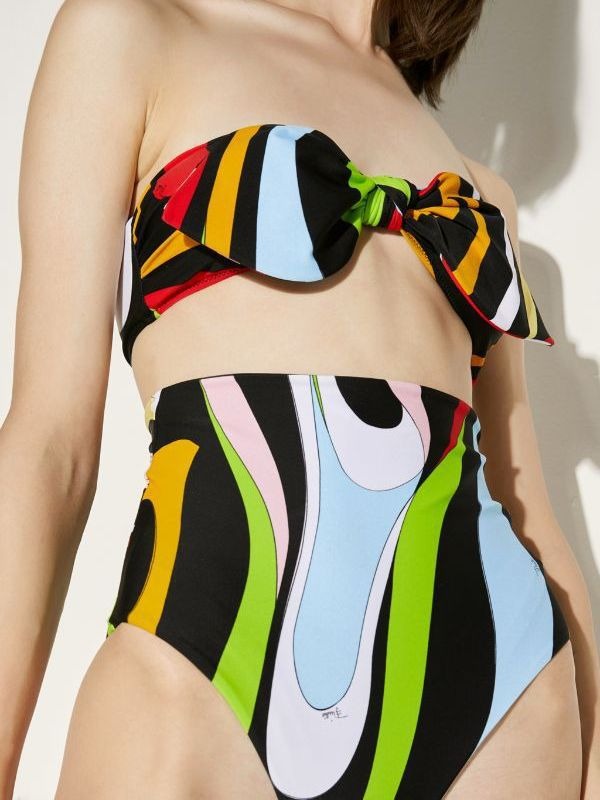 Two piece bikini skirt high waisted swimsuit bow