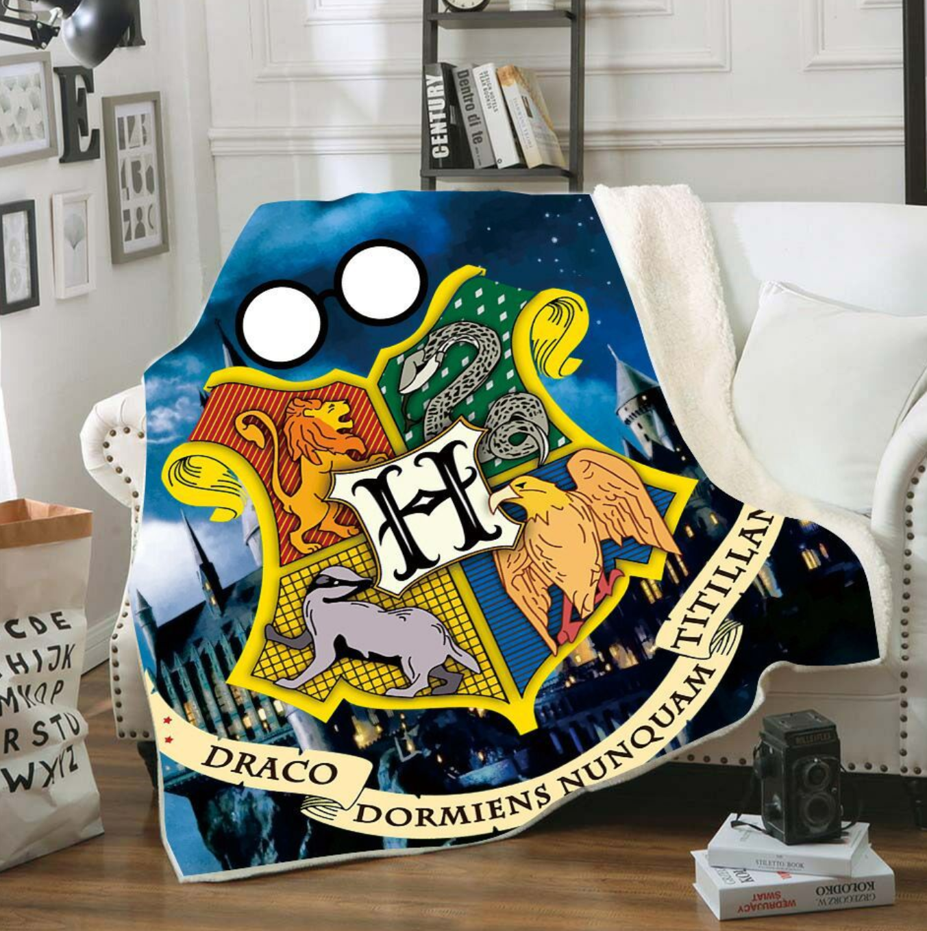 Harry Potter 3d Digital Printing Cotton Velvet Square Blanket Double-Layer Thickened Lazy Sofa Blanket