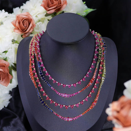 Irregular mixed color zircon necklace for women's fashion