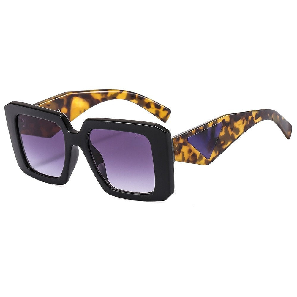 Retro box leopard print leg sun protection sunglasses