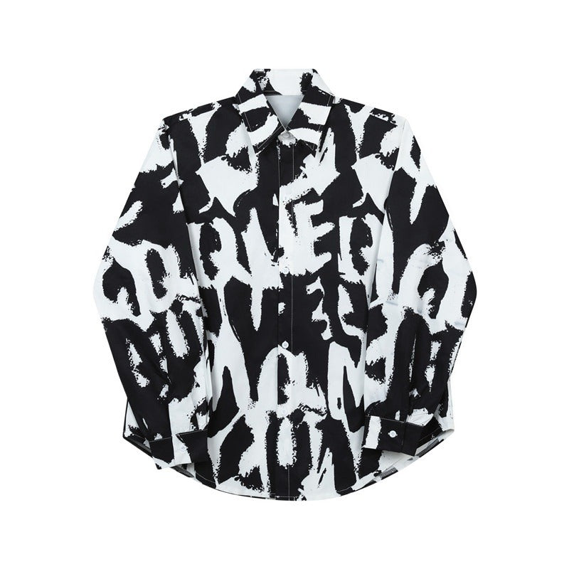 Personalized Korean letter print loose casual style shirt for men and women