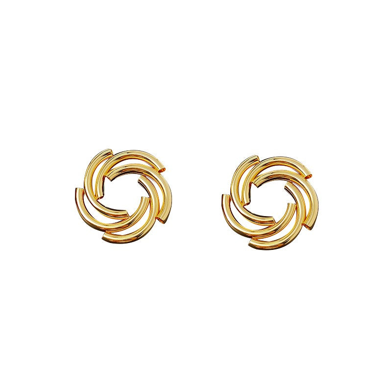 Fashionable and simple flower round earrings, personalized niche earrings, light luxury earrings