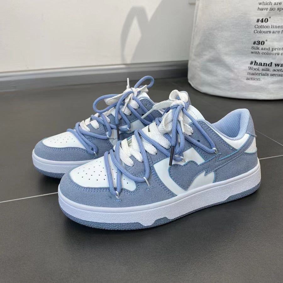 Spring new college style girl heart haze blue sports and leisure couple board shoes, niche lace up men's and women's trendy shoe