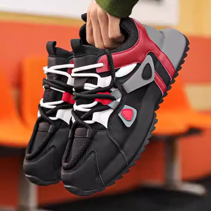 Men's sports shoes, fashion trends, original style, niche shoes, color matching lace up thick soled casual board shoes