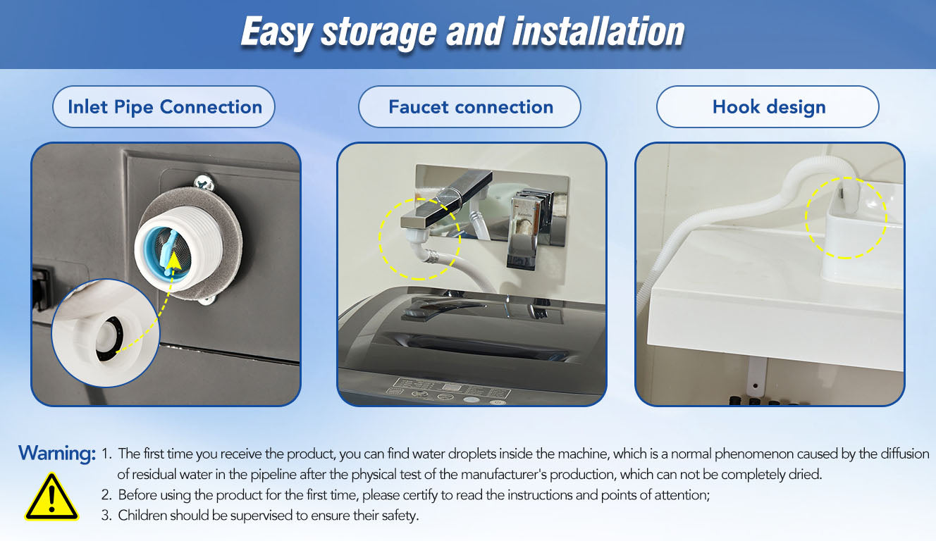 Portable home automatic washer, 15.4Lbs. of laundry, 8 water levels/10 programs for apartments, college dorms, RVs