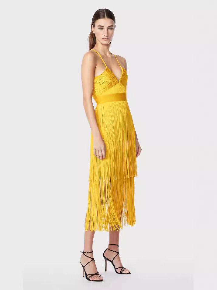 Suspender fringe skirt, backpack hip skirt, bandage dress