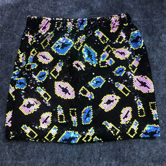 Elastic band high waisted short skirt with versatile style and sequin wrapped hip skirt