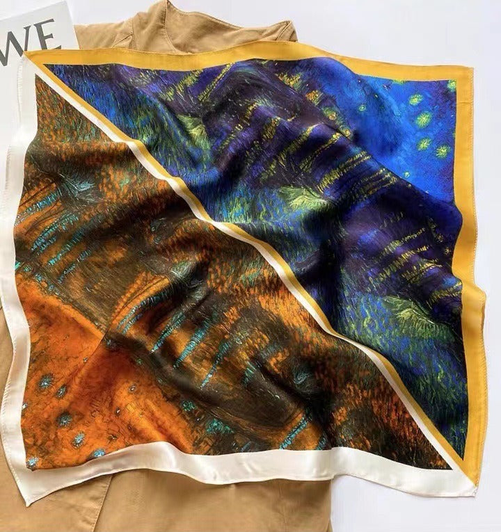 Small scarf versatile temperament mulberry silk small square scarf multifunctional headband scarf